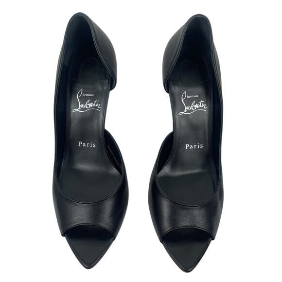 Christian Louboutin Open Apostropha 80 d'Orsay Leather Pump Black Size 38 - Picture 4 of 13